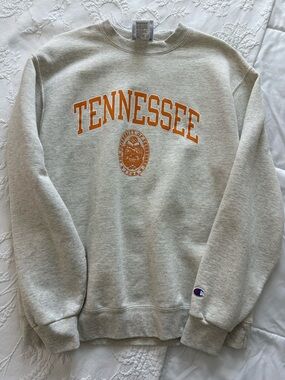Champion Gray Crewneck Sweatshirt with Orange Tennessee Print